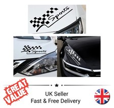 Large Black 31cms SPORTS Car Vehicle bonnet side Sticker Decal flag vinyl 