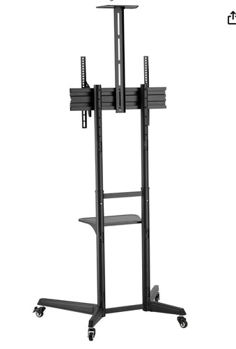 ProperAV Mobile TV Trolley Stand on Wheels 37"-70”50kg Max VESA 600x400 RRP £119