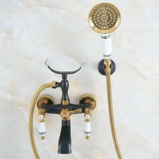 Black Gold Brass Bathroom Wall Mounted Clawfoot Tub Faucet with Handshower