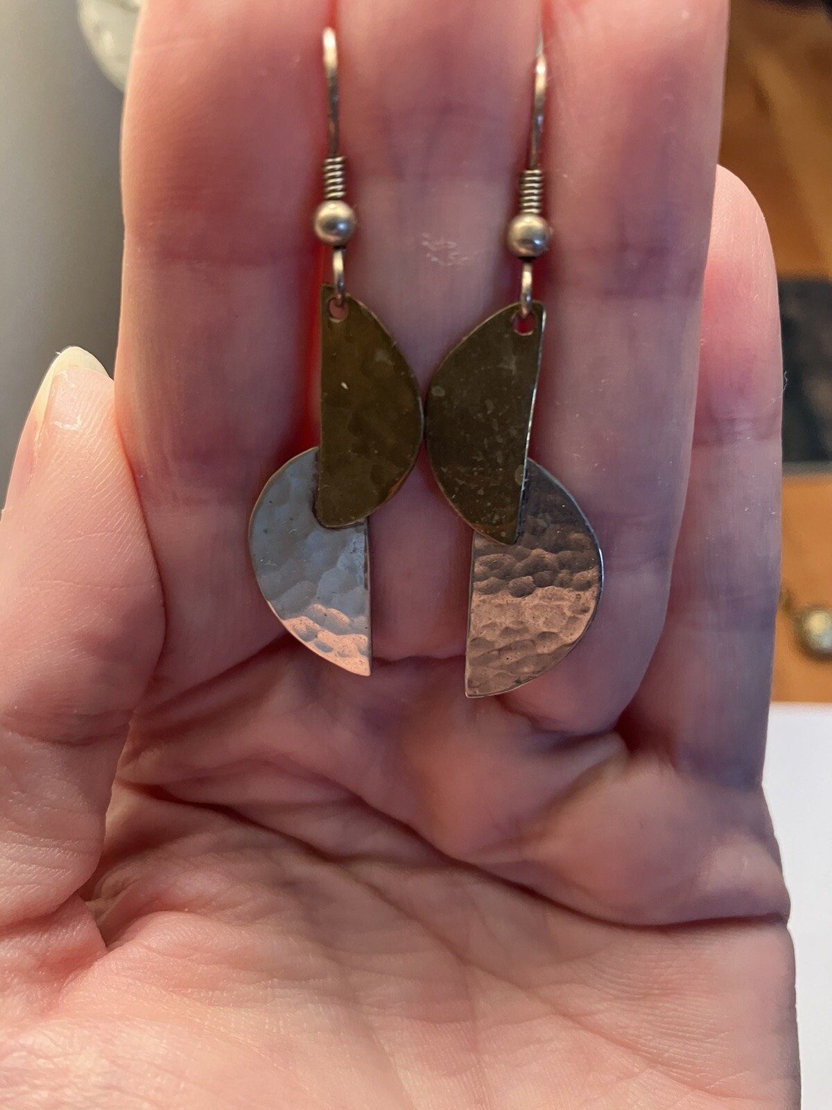 copper silver dangle earrings artisan - image 1