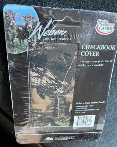 Webers Mossy Oak Break Up Camo Leder Scheckbuchhülle braun Kombination neu in Verpackung - Bild 3 von 3