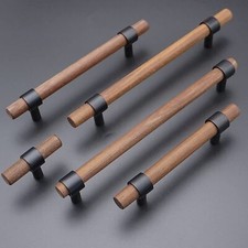 MFYS Walnut Wood Drawer Handles Kitchen cupboard handles Cabinet Pulls