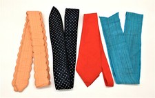 Lot Of 4 Vintage Sash 40" Length Tie Belts Mod Graphic Blues and Oranges 1960's