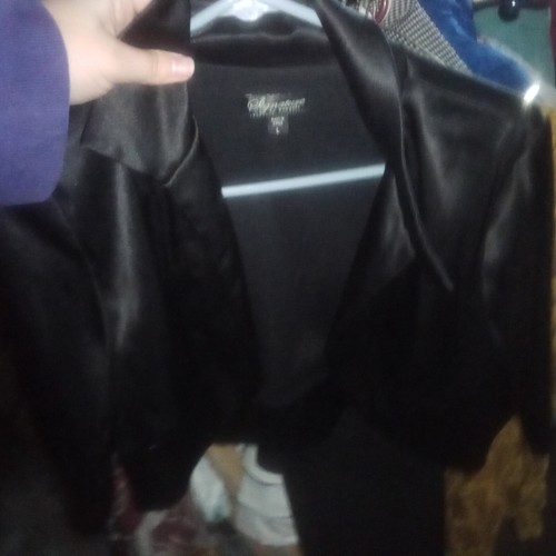 sangría firma grande y2k corto mujer fiesta club abrigo negro poliéster chaqueta