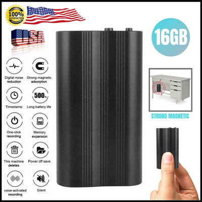 500hr Digital Voice Activated Recorder Mini Hidden Audio Recording Device 16GB