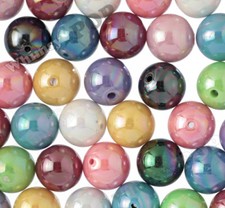 20mm Colorful Glossy AB Bubblegum Beads, 24 Beads per Pack, Colorful Pony Beads