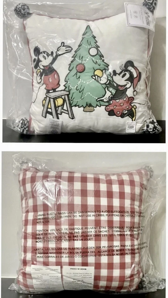 NOVO travesseiro de Natal Pottery Barn Kids Disney Mickey Mouse férias 16x16” 🎄🎅🏼 - Imagem 2 de 4