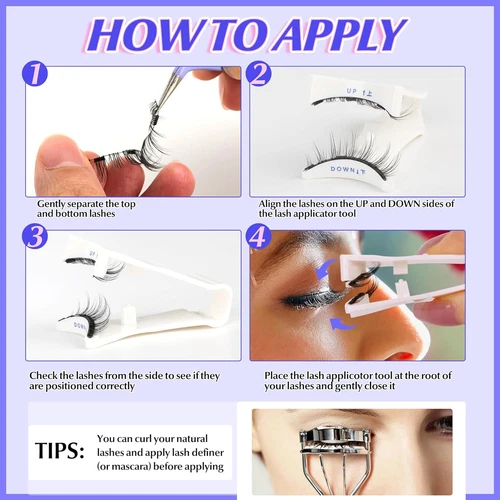 Reusable Natural Magnetic Eyelashes with Applicator No Glue Needed Lashes Kit US - Picture 9 of 16