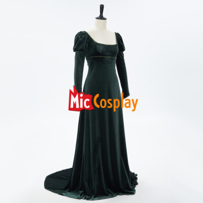 Women Medieval Renaissance Dress Court Style Low Neck  Velvet Long Dress Gown