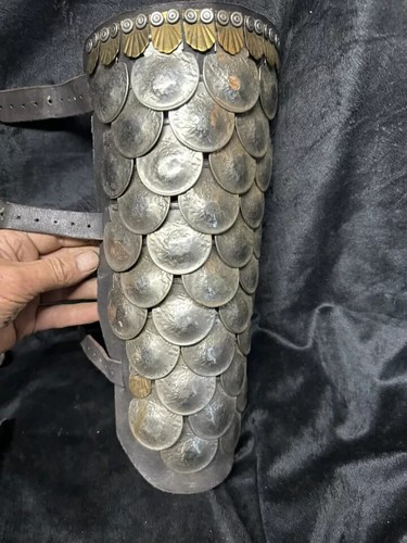 Scale Mail Shin Guards Leather Metal Armor Festival Medieval Dragon Leggings - Picture 2 of 4