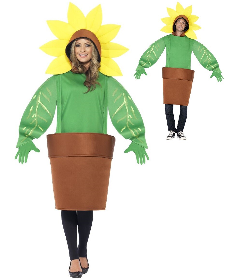 Adulto Unisex Girasole Costume Commedia Piantina & Pentola Completo Da Smiffys