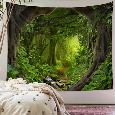 Green Plants Forest Extra Large Tapestry Wall Hanging Art Nature Background