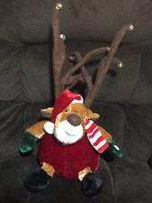 Christmas Animated Plush 11" Reindeer With Antlers 10" and Lights by Dan Dee