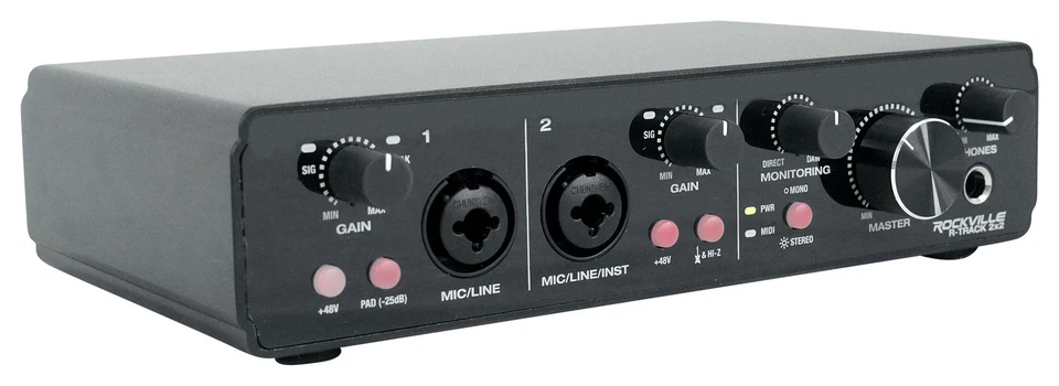 Rockville R-TRACK 2x2 USB Computer Recording Interface 24 Bit 192Khz 2 Mic-Pres - Image 3 of 4