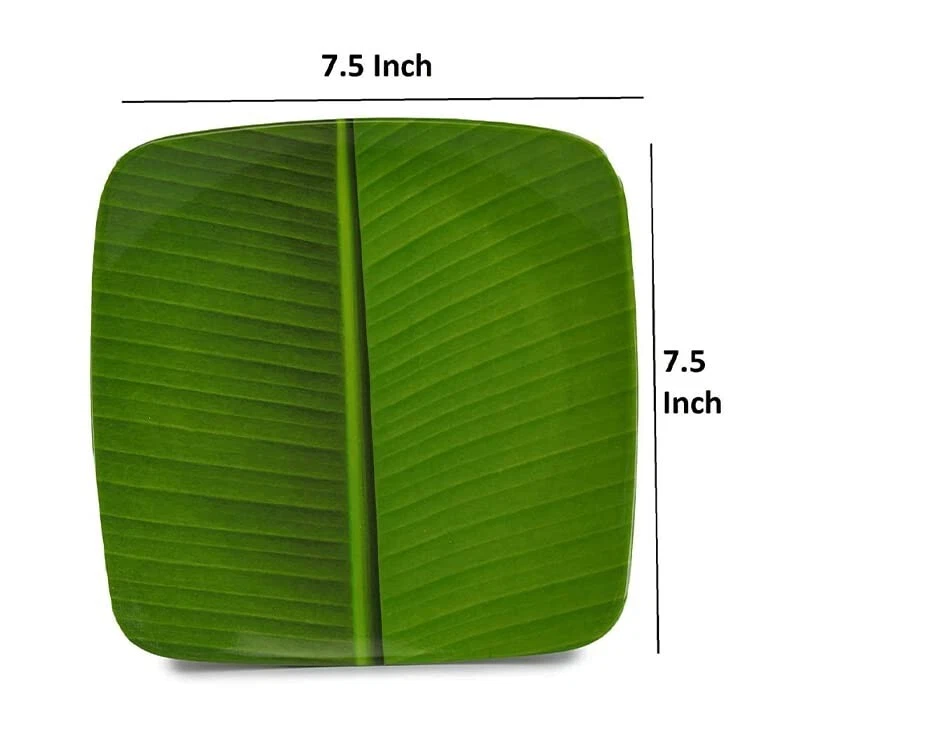 Banana Leaf South Indian Ice Cream Starters Serving Melamine Plate 7" Pack of 6 - Image 3 of 4