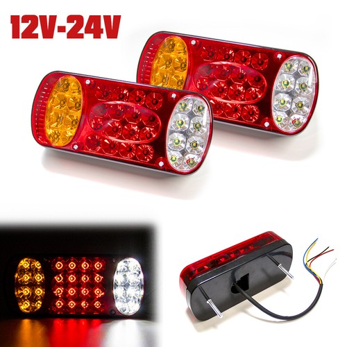 2x 12V LED Truck Trailer Tail Light Rear Stop Brake Light Lamp Indicator Caravan - Picture 2 of 15
