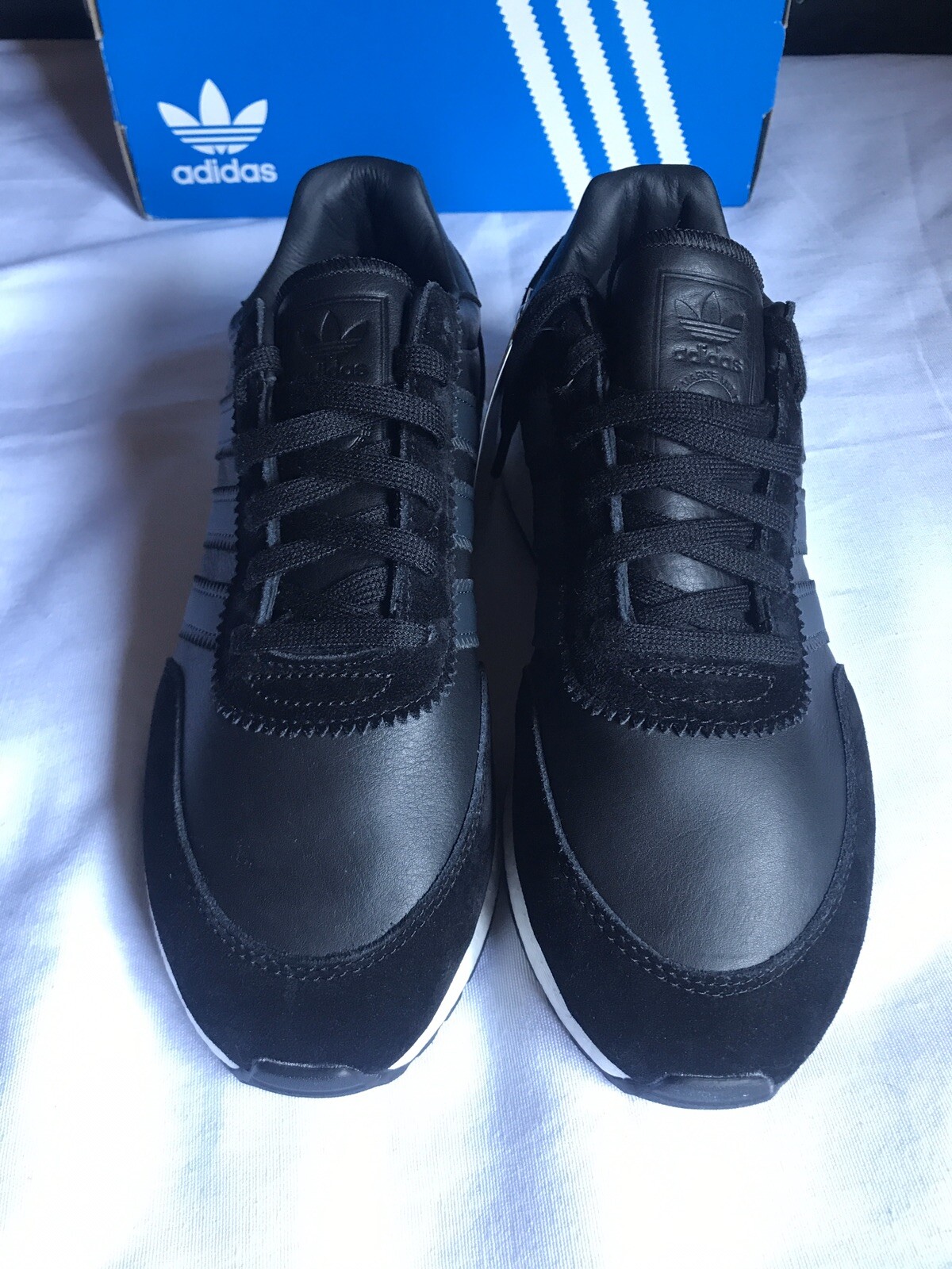$130 ADIDAS ORIGINALS I-5923 LEATHER SHOES MENS SIZE 5 CASUAL BLACK-WHITE BD7798 image 3