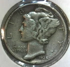 Vintage 1938  Mercury head dime Great collector coin  Free ship in the USA