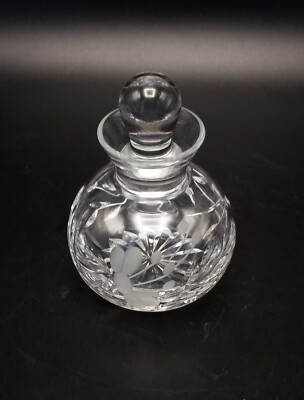 Stuart Crystal small round scent perfume bottle cut crystal etched