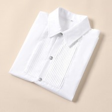 Kids Boys Button-Down Shirt Casual Pleated Tops Blouse Performance Costumes