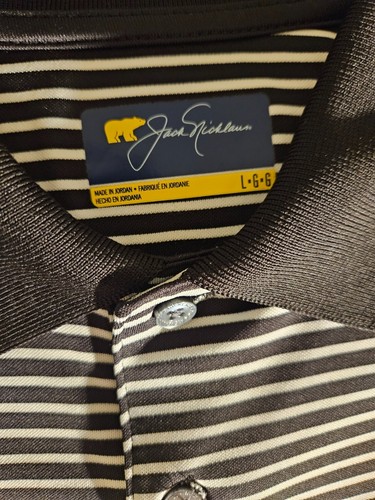 Jack Nicklaus Polo Shirt Mens Large Golden Bear StayDri Golf Performance Striped - Picture 5 of 8
