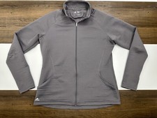 Adidas Womens L Gray Textured Activewear Track Jacket Full Zip Lightweight Coat