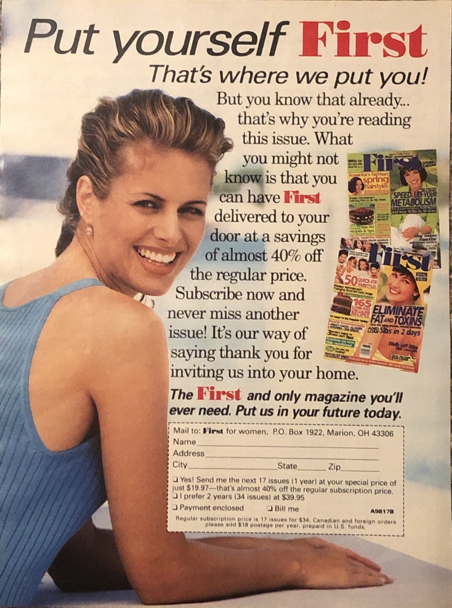 1998 First Women Magazine Subscription Promo PRINT AD Put Yourself
