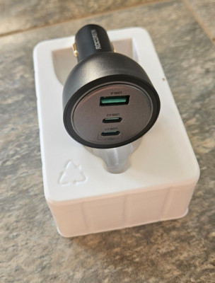 165W USB C Car Charger Rocoren 3-Port Cigarette Lighter  2 USB C+A-Fast NIB NEW