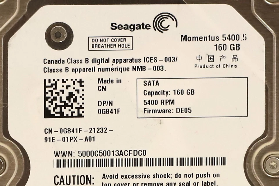 Dell ST9160310AS 160GB 2.5" 3Gb/s 8MB 5.4K RPM SATA HDD Dell P/N: 0G841F Tested - Image 3 of 3