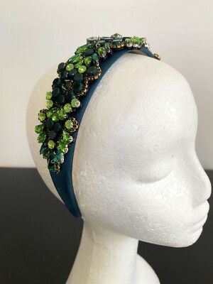H061 - Green Jeweled Headband