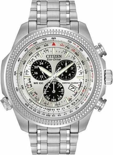Citizen Men’s Eco Drive Alarm Date Chronograph S.Steel Bracelet Watch BL5400-52A
