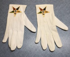 vintage Masonic Star White Gloves with patch attached