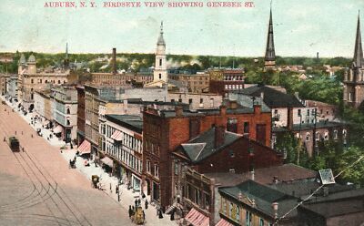 Vintage Postcard 1911 Birds Eye View Showing Genesee Street Auburn New York NY