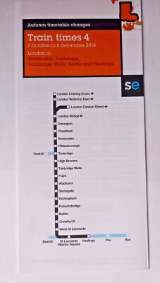 South Eastern Rail - London Charing Cross to Hastings -Timetable - Oct-Dec 2018