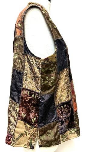 Coldwater Creek patchwork jacquard damask knot button down Vest Size Sz 1X XL - Picture 14 of 19