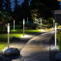 Solarlampe AußEnleuchte Steckleuchte Led Edelstahl Silber Garten Wegeleuchte 7X