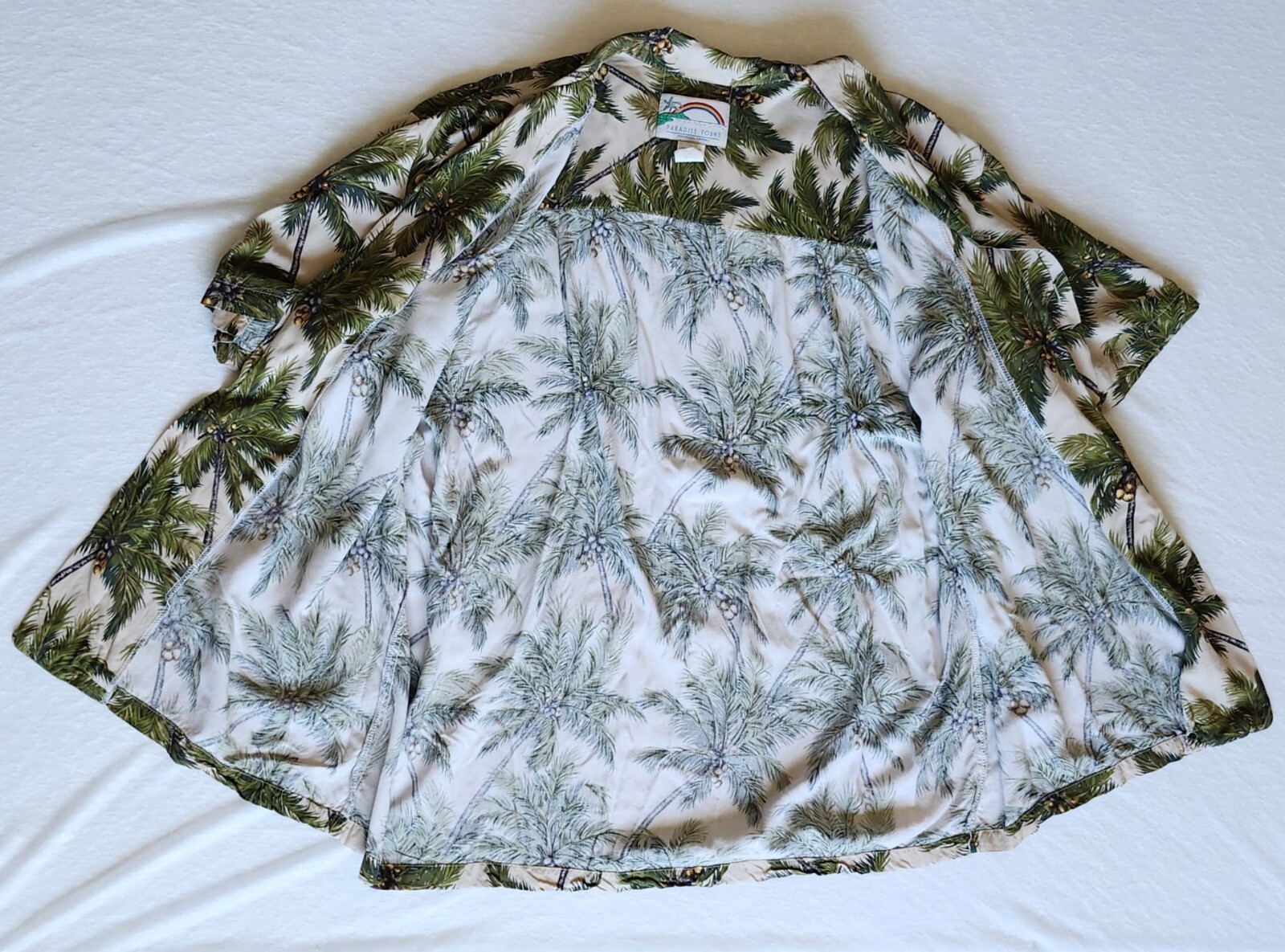Paradise Found Size Large Palms-Patterned Men's Hawaiian Shirt- Made in Hawaii