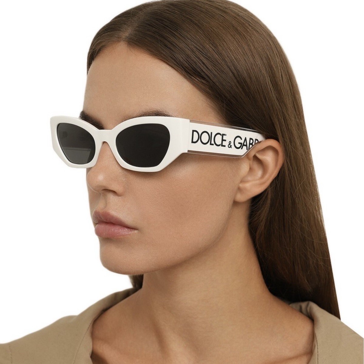 NEW DOLCE&GABBANA DG6186 3312/87 WHITE SUNGLASSES NEW DOLCE&GABBANA DG6186 3312/87 WHITE SUNGLASSES