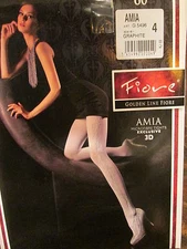 FIORE AMIA MICROFIBER DESIGNER3D 60 DENIER PANTYHOSE TIGHTS SMALL & MED GRAPHITE