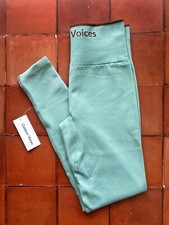 Sz M NWT Outdoor Voices Aqua  Brown Seamless Rib 7/8 Leggings In Storm