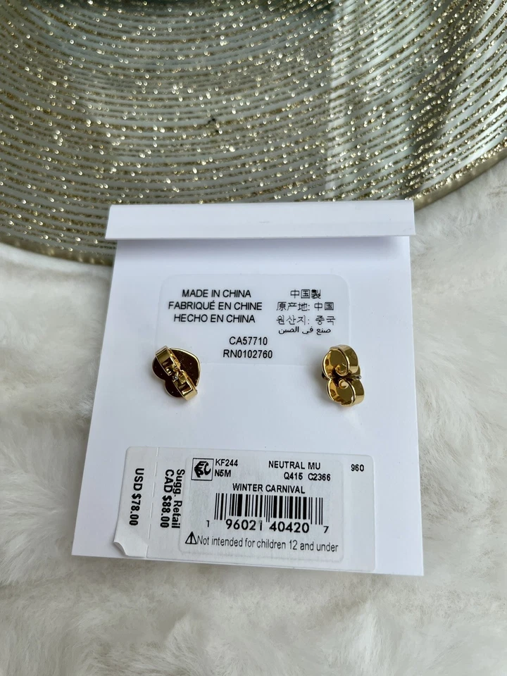 Pendientes colgantes Kate Spade New York nuevos con etiquetas invierno carnaval champán con bolsa antipolvo Foto 4 de 4