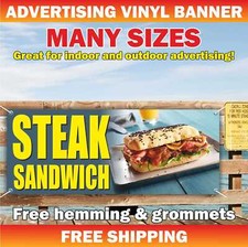 STEAK SANDWICH Advertising Banner Vinyl Mesh Sign burger sub fast food beef bbq