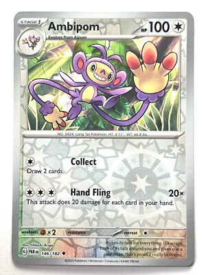 Ambipom 146/182 Reverse Holo Uncommon Paradox Rift Pokemon Pack Fresh Near Mint