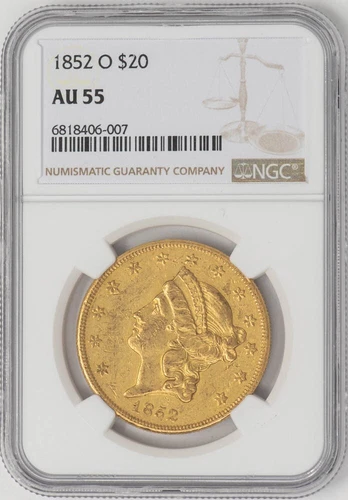 1852-O $20 Gold Liberty AU55 NGC 948710-7