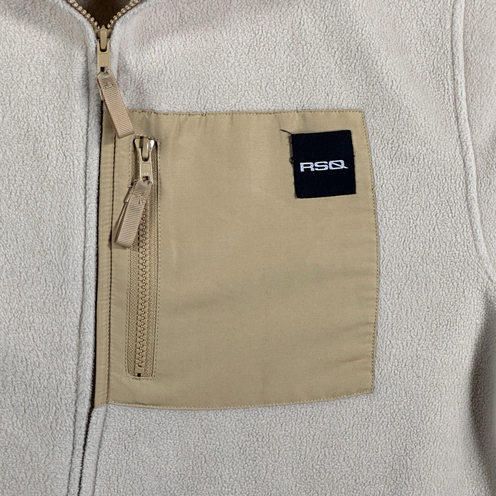 VETEMENTS RSQ Giacca Uomo Taglia Large Beige Pile Full Zip Outdoor Felpa Casual