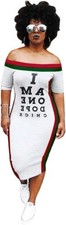 Womens Fashion Letter Print Off The Shoulder Sleeveless T Shirt Maxi Dress Small