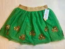 Cat  Jack Green Tutu Gold Shamrock Clover Skirt St Patrick's Day Girls M 8 