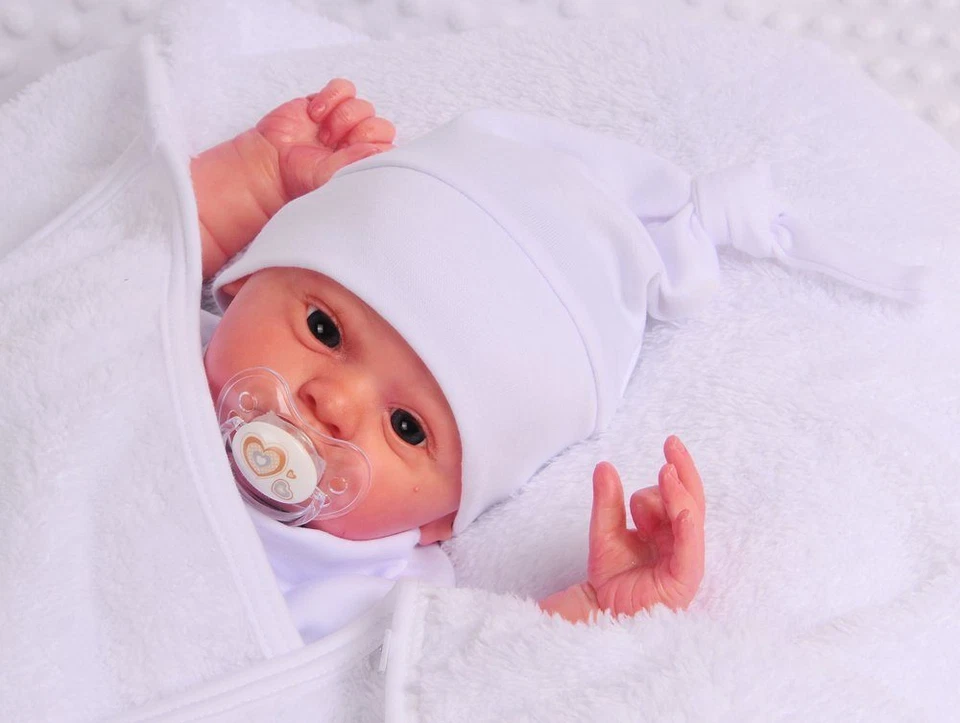 Erstlingsmütze Baby Mütze Mützchen Zipfelmütze Knotenmütze für Neugeborene - Bild 2 von 3