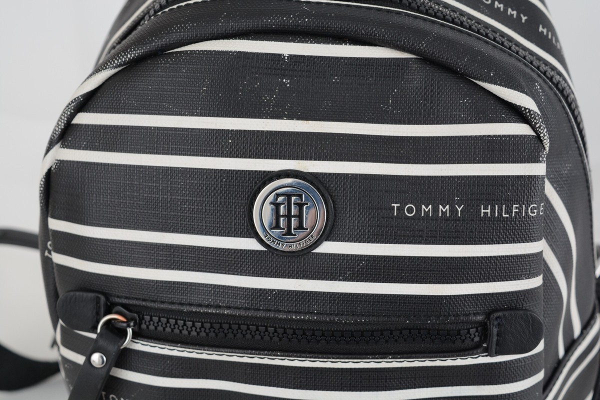 Vintage Tommy Hilfiger Small Black & White Stripe Lined Zippered  Backpack Amazon.com: Tommy Hilfiger Women main image 3