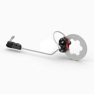 Hydraulische Kart Bremsanlage 2 Topf Bremssattel komplett in SCHWARZ Bremsbelag und Rohre